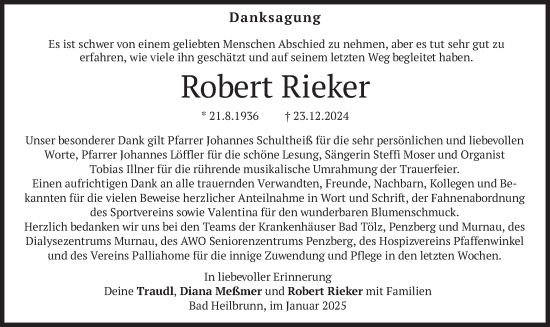 Traueranzeige von Robert Rieker von merkurtz