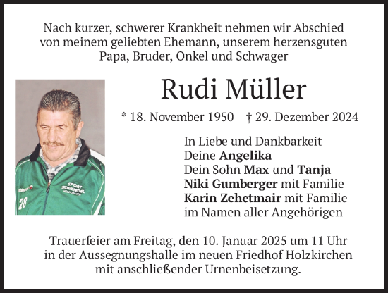 Traueranzeige von Rudi Müller von merkurtz