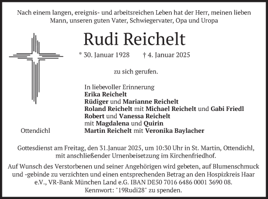 Traueranzeige von Rudi Reichelt von merkurtz