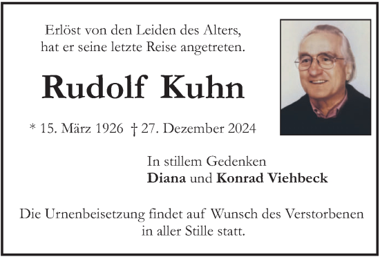 Traueranzeige von Rudolf Kuhn von merkurtz