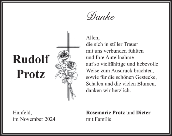 Traueranzeige von Rudolf Protz von merkurtz