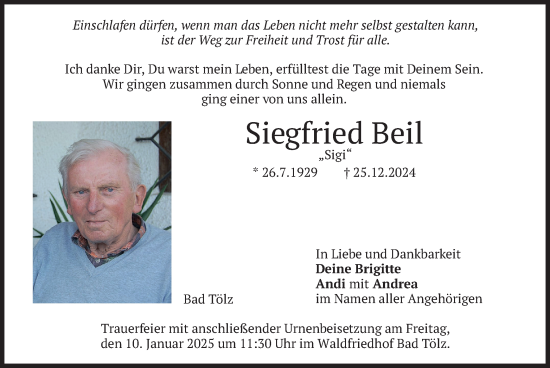 Traueranzeige von Siegfried Beil von merkurtz