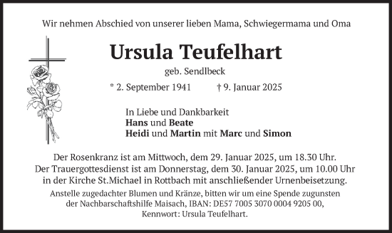 Traueranzeige von Ursula Teufelhart von merkurtz