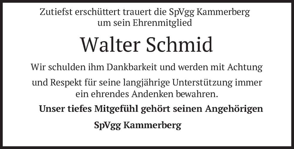  Traueranzeige für Walter Schmid vom 24.01.2025 aus merkurtz