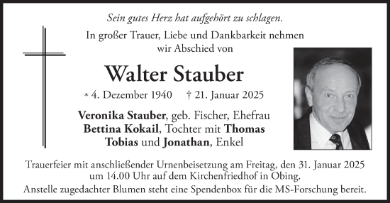 Traueranzeige von Walter Stauber von merkurtz