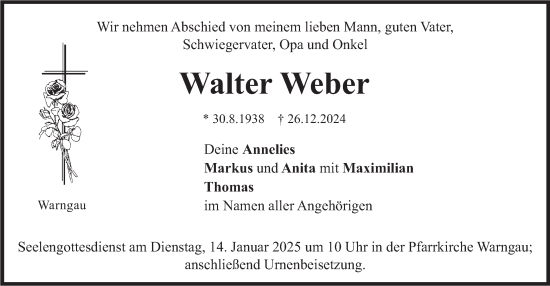 Traueranzeige von Walter Weber von merkurtz