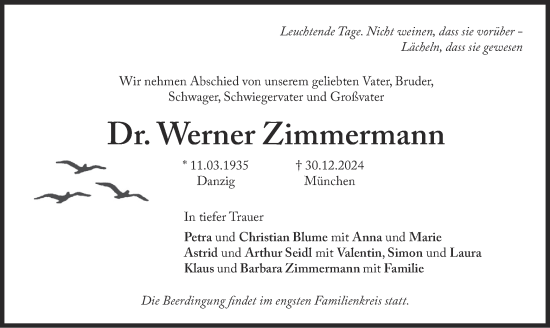 Traueranzeige von Werner Zimmermann von merkurtz