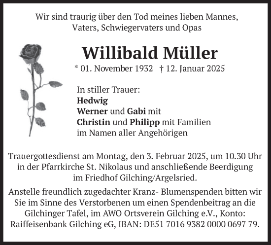 Traueranzeige von Willibald Müller von merkurtz