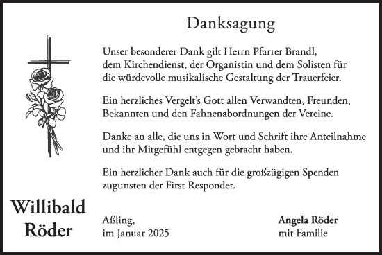 Traueranzeige von Willibald Röder von merkurtz