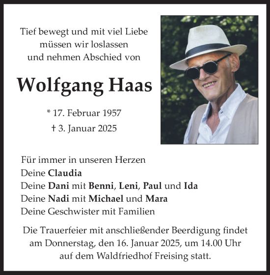 Traueranzeige von Wolfgang Haas von merkurtz