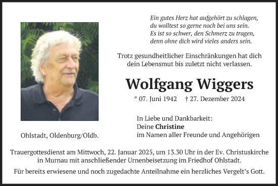 Traueranzeige von Wolfgang Wiggers von merkurtz