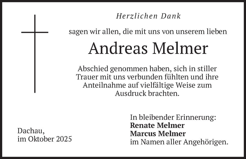  Traueranzeige für Andreas Melmer vom 18.10.2025 aus merkurtz