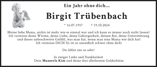 Traueranzeige von Birgit Trübenbach von merkurtz