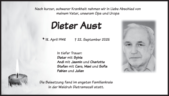 Traueranzeige von Dieter Aust von merkurtz