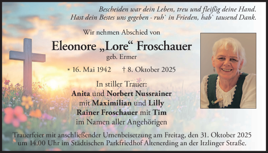 Traueranzeige von Eleonore Lore Froschauer von merkurtz