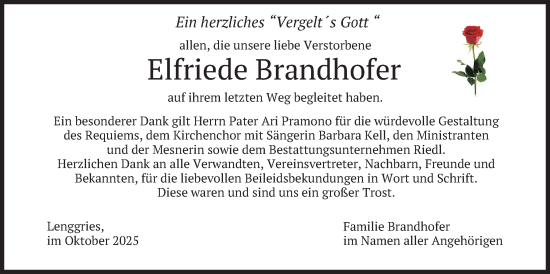 Traueranzeige von Elfriede Brandhofer von merkurtz