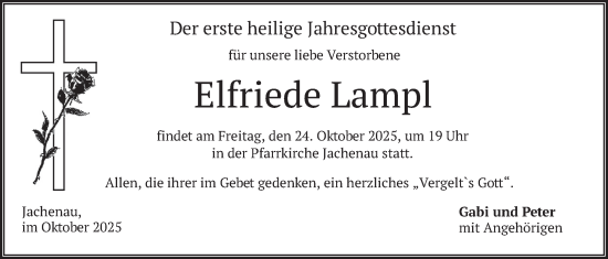 Traueranzeige von Elfriede Lampl von merkurtz