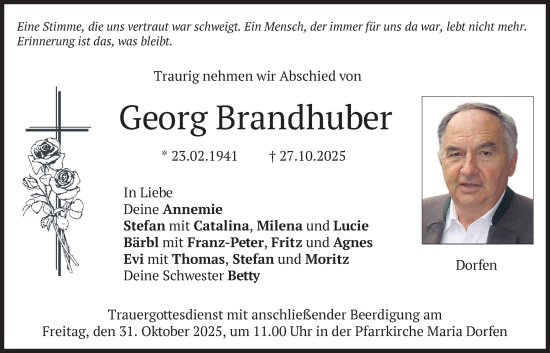 Traueranzeige von Georg Brandhuber von merkurtz