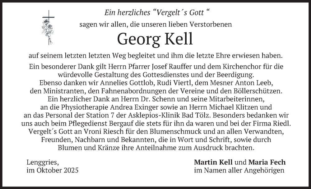  Traueranzeige für GEorg Kell vom 31.10.2025 aus merkurtz