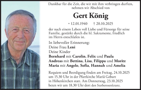 Traueranzeige von Gert König von merkurtz