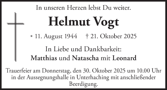 Traueranzeige von Helmut Vogt von merkurtz
