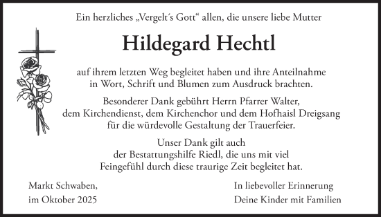 Traueranzeige von Hildegard Hechtl von merkurtz