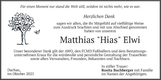 Traueranzeige von Matthias Elwi von merkurtz