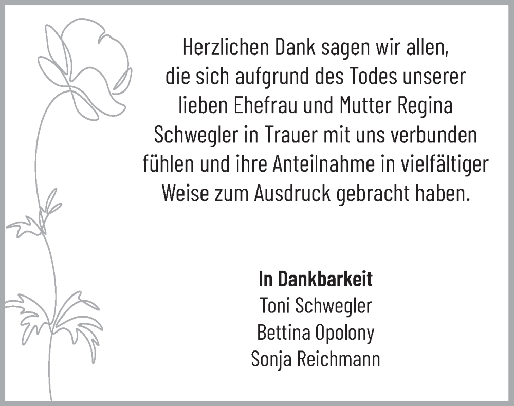  Traueranzeige für Regina Schwegler vom 11.10.2025 aus merkurtz
