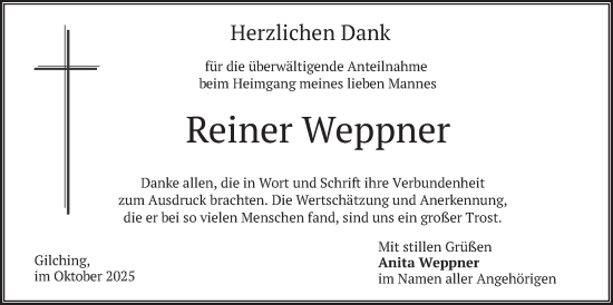 Traueranzeige von Reiner Weppner von merkurtz