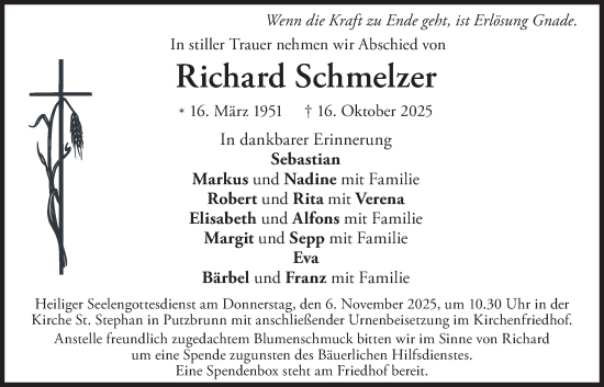 Traueranzeige von Richard Schmelzer von merkurtz