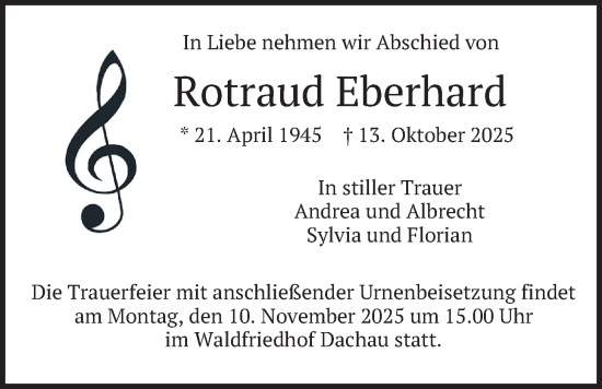 Traueranzeige von Rotraud Eberhard von merkurtz