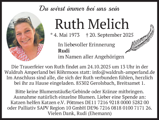Traueranzeige von Ruth Melich von merkurtz
