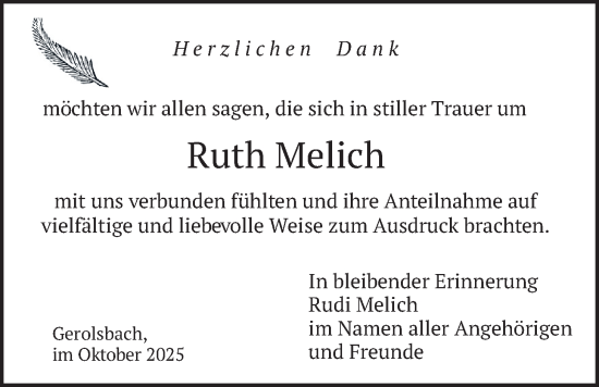 Traueranzeige von Ruth Melich von merkurtz
