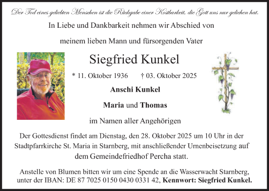 Traueranzeige von Siegfried Kunkel von merkurtz