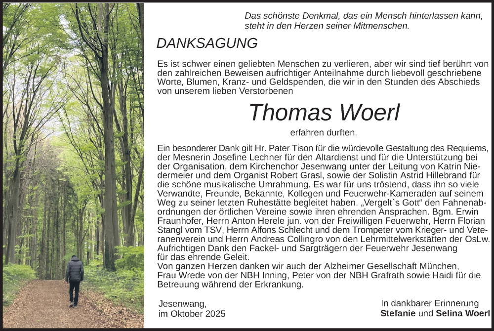 Traueranzeige für Thomas Woerl vom 11.10.2025 aus merkurtz
