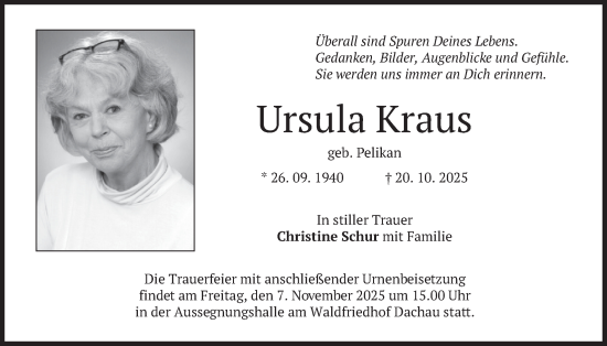 Traueranzeige von Ursula Kraus von merkurtz