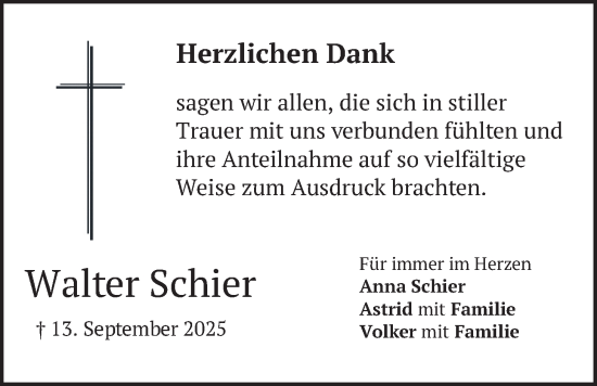 Traueranzeige von Walter Schier von merkurtz