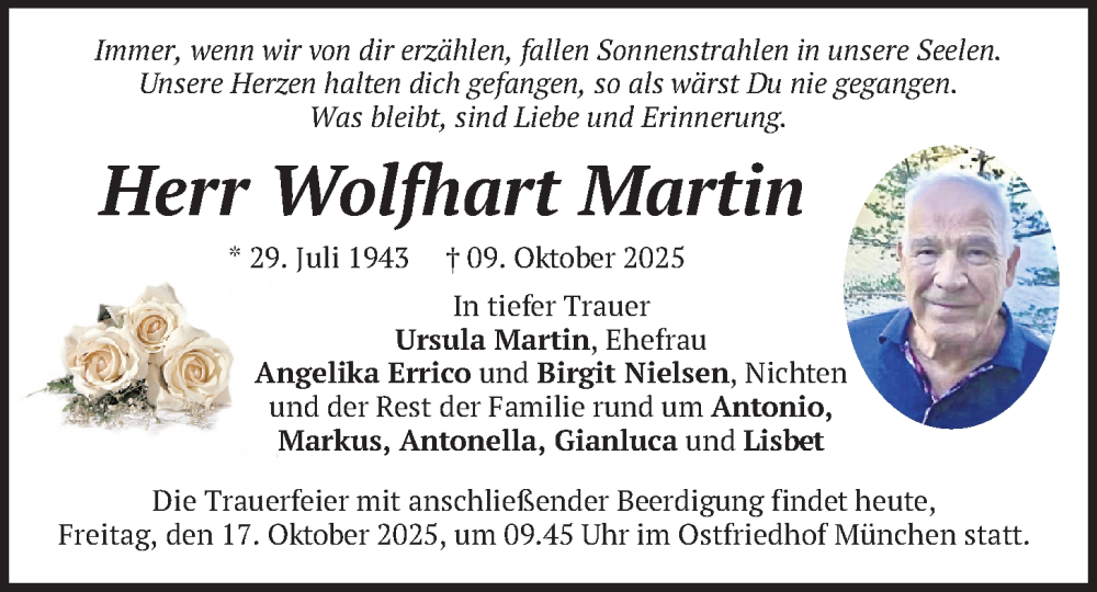  Traueranzeige für Wolfhart Martin vom 17.10.2025 aus merkurtz