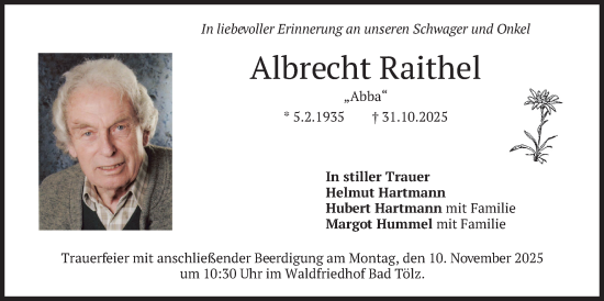 Traueranzeige von Albrecht Raithel von merkurtz