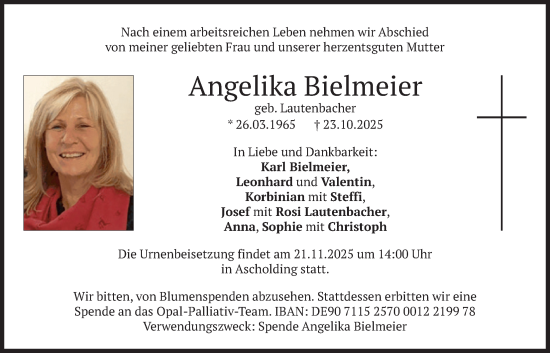 Traueranzeige von Angelika Bielmeier von merkurtz