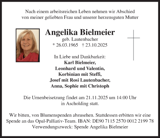 Traueranzeige von Angelika Bielmeier von merkurtz