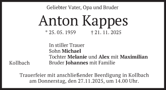 Traueranzeige von Anton Kappes von merkurtz