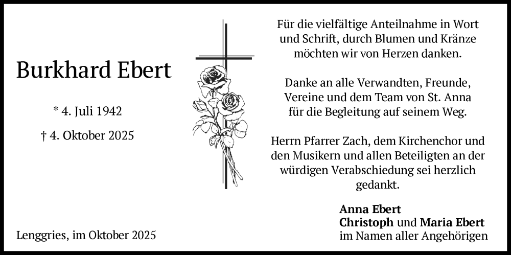  Traueranzeige für Burkhard Ebert vom 31.10.2025 aus merkurtz