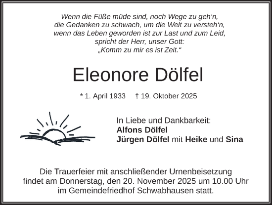 Traueranzeige von Eleonore Dölfel von merkurtz