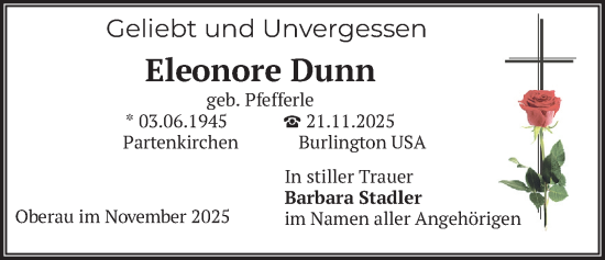 Traueranzeige von Eleonore Dunn von merkurtz
