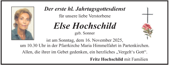 Traueranzeige von Else Hochschild von merkurtz