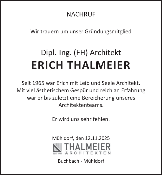Traueranzeige von Erich Thalmeier von merkurtz
