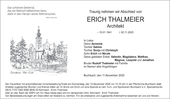 Traueranzeige von Erich Thalmeier von merkurtz