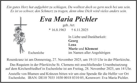Traueranzeige von Eva Maria Pichler von merkurtz