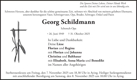 Traueranzeige von Georg Schildmann von merkurtz